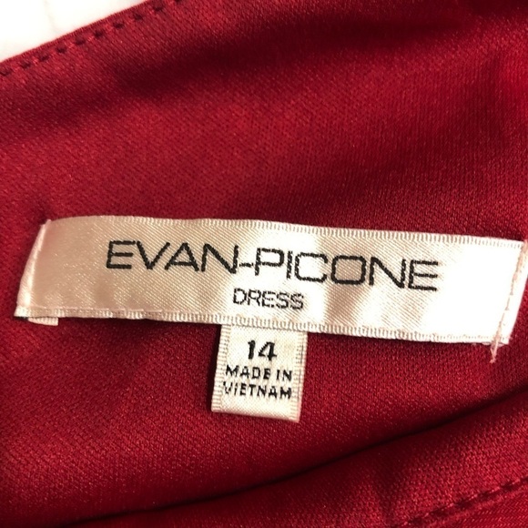 Evan Picone Party Swing Dress One Shoulder Formal Red Size 14 NWT - Picture 3 of 5